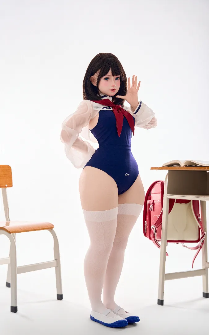 125cm (4ft1) Petite Cup Real Skin Texture Silicone Sex Doll Karin, ROS Head